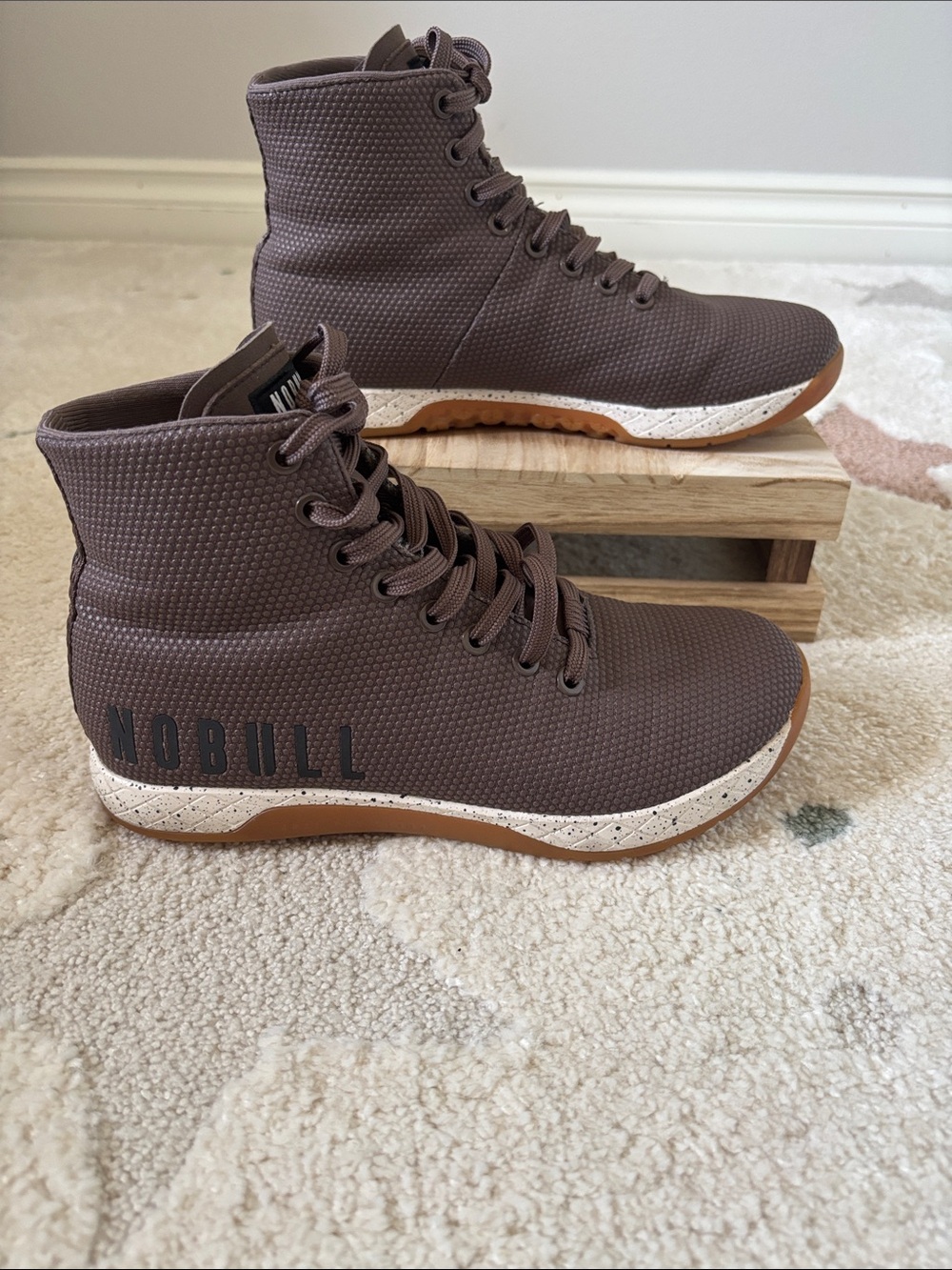 NOBULL Brown Unisex High-Top Trainers with Speckled Midsole Men’s 6.5/Women’s 8